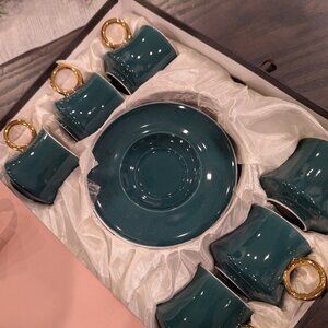 korkmaz Freedom Coffee Cups Set of 12 for 6 People | Turquoise